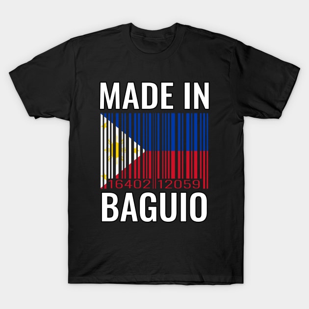 Made in Baguio Barcode Flag of the Philippines T-Shirt by Light Beacon